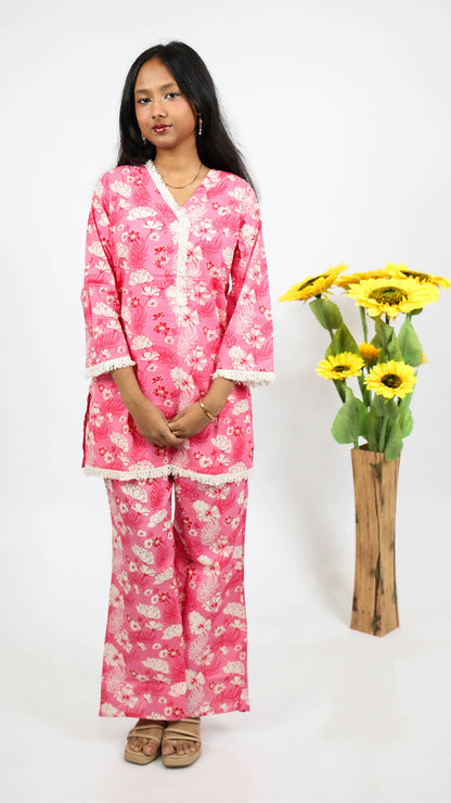 Gulbadan Short Co-ord Kurti Set