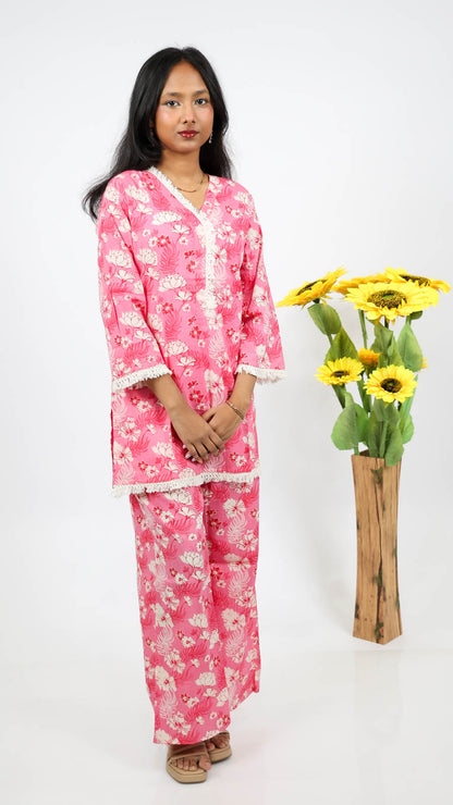 Gulbadan Short Co-ord Kurti Set
