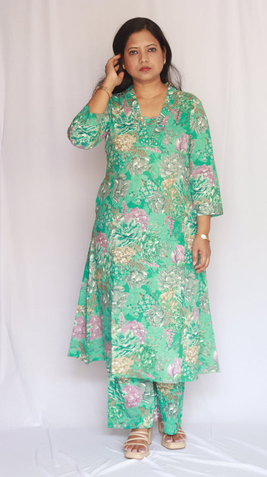 Aabhasi Long Co-ord Kurti Set