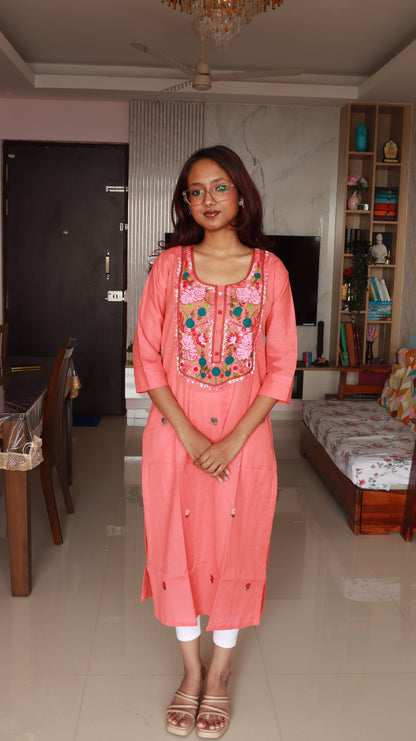 Ruhi Peach Kurti