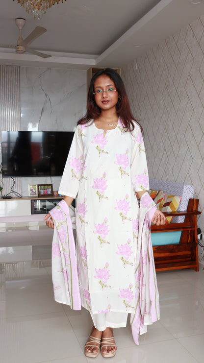 Brisha 3-Piece Kurti set - Pink