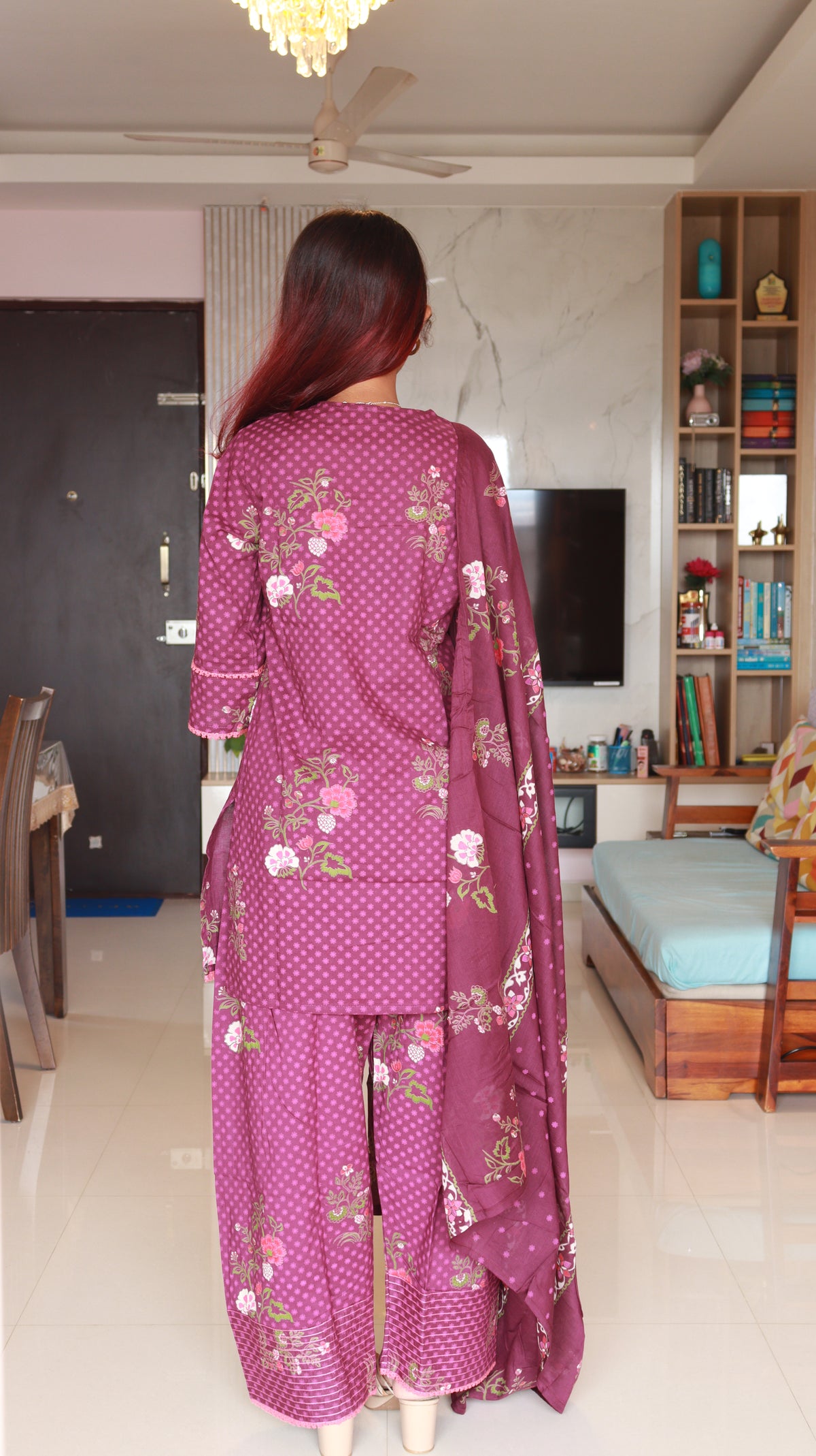 Navina 3-Piece Farsi Salwaar set - Burgundy