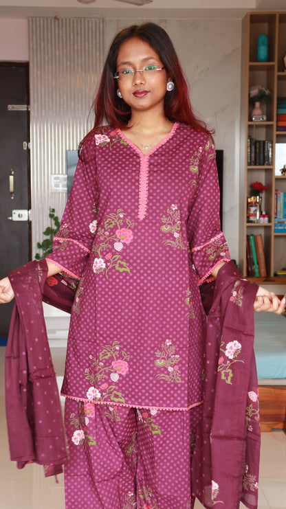 Navina 3-Piece Farsi Salwaar set - Burgundy
