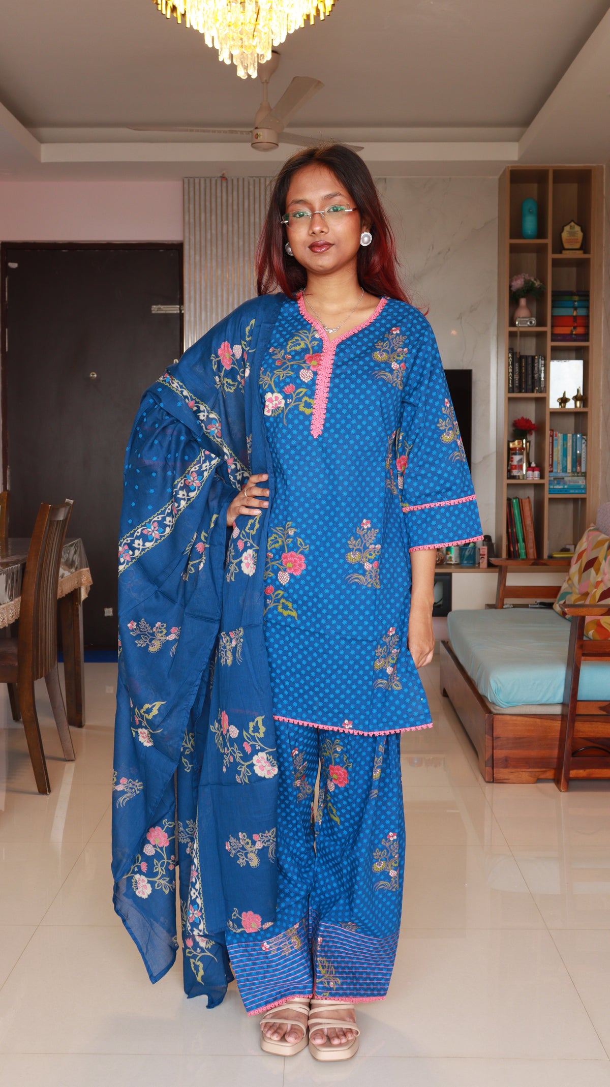 Navina 3-Piece Farsi Salwaar set - Indigo