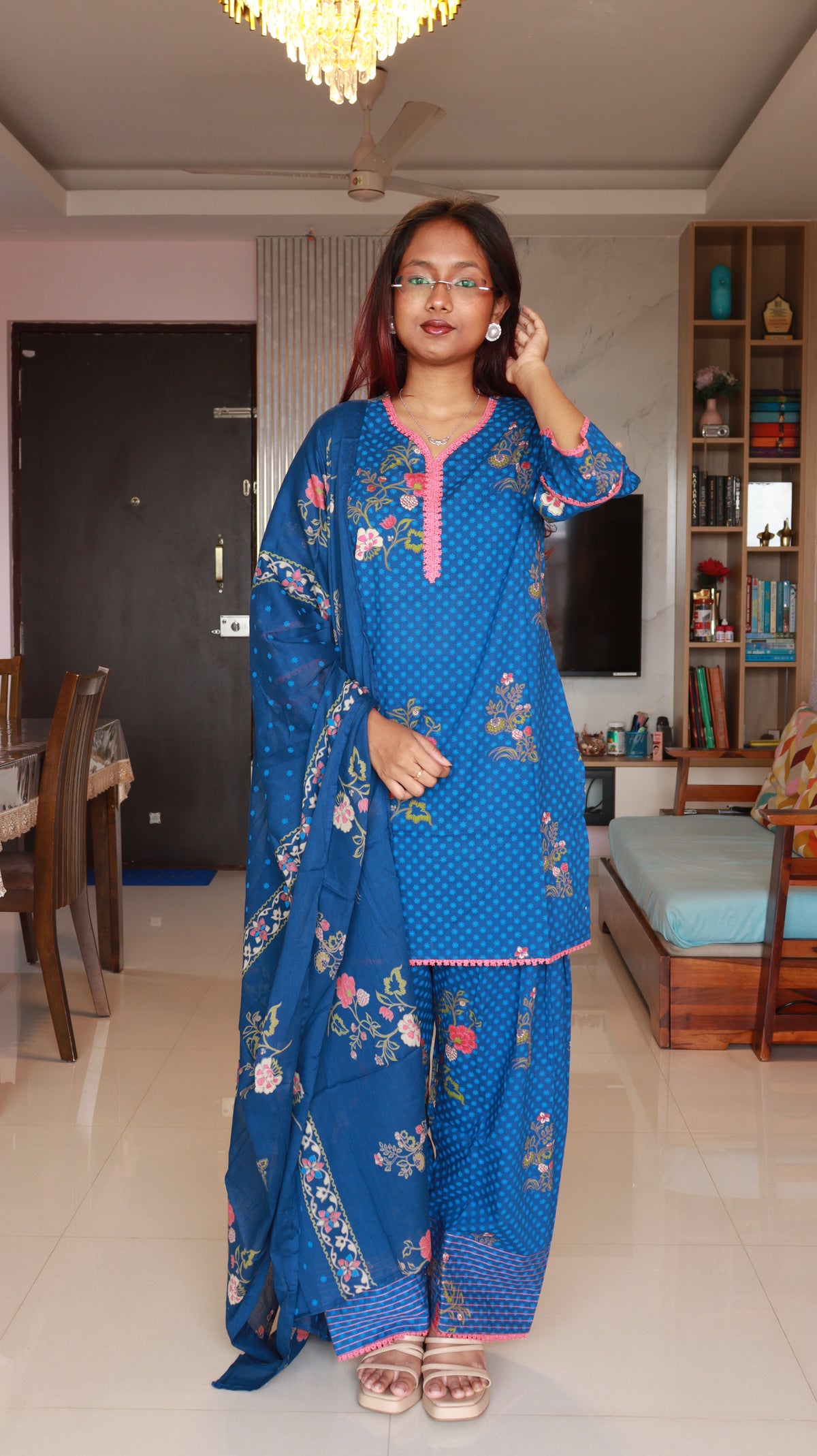 Navina 3-Piece Farsi Salwaar set - Indigo