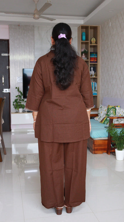 Aarini Short Co-ord Kurti Set- Brown