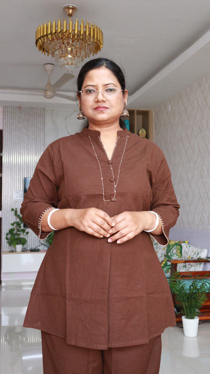 Aarini Short Co-ord Kurti Set- Brown