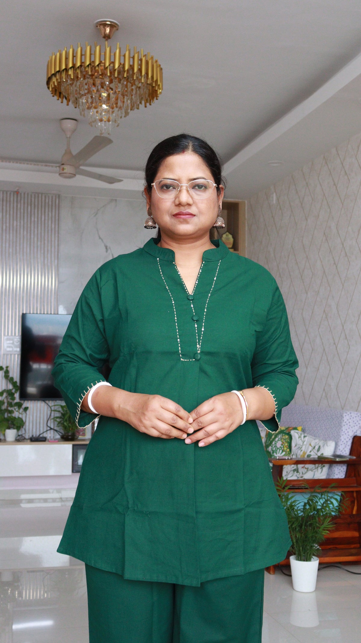 Aarini Short Co-ord Kurti Set- Green