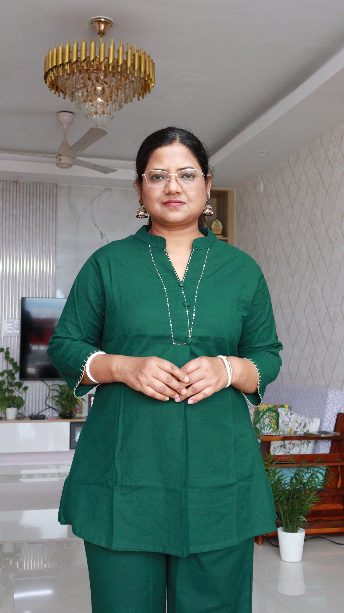 Aarini Short Co-ord Kurti Set- Green