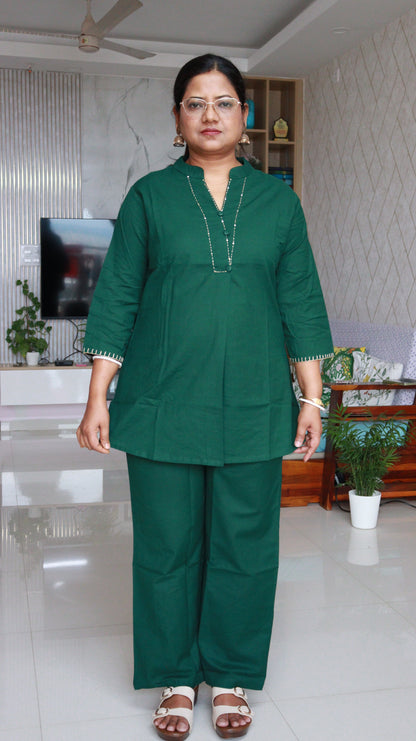 Aarini Short Co-ord Kurti Set- Green