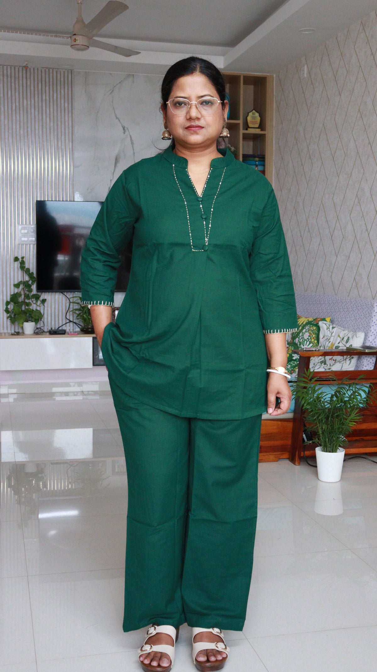 Aarini Short Co-ord Kurti Set- Green
