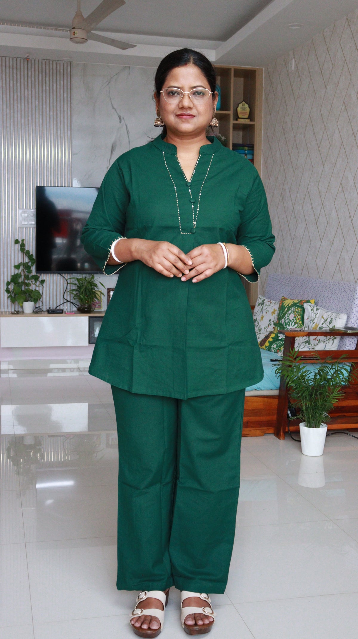 Aarini Short Co-ord Kurti Set- Green